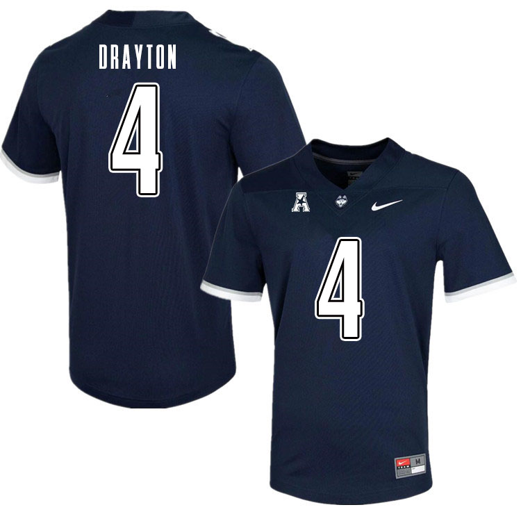 Men #4 Matt Drayton Uconn Huskies College Football Jerseys Sale-Navy